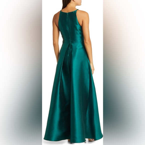 Lulu’s Emerald Green Broadway Show Satin High-Low Gown - Picture 4 of 11